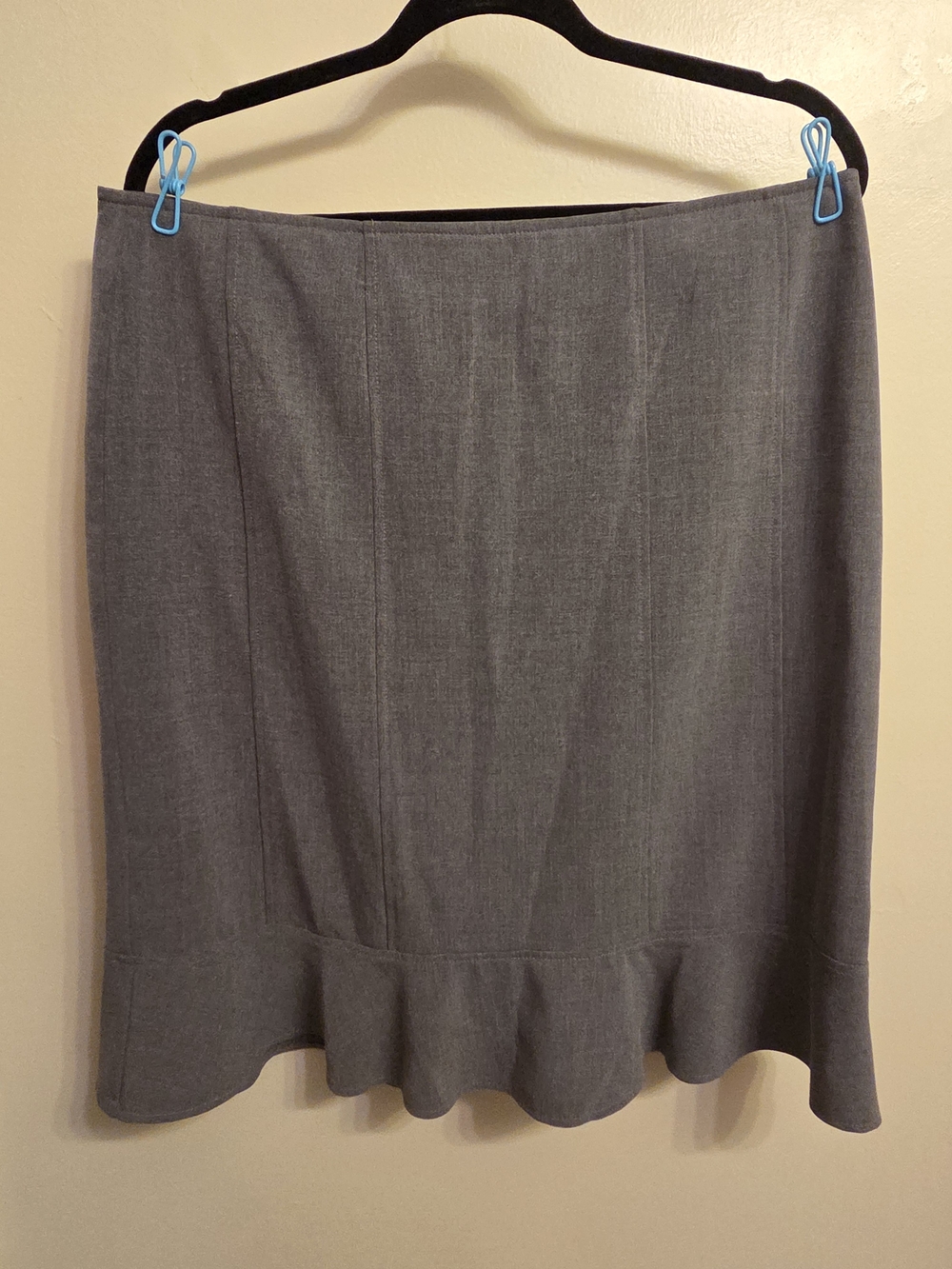 Courtenay Grey Dark Academia Ruffle Hem Pencil Skirt 14 Corporate Workwear Core